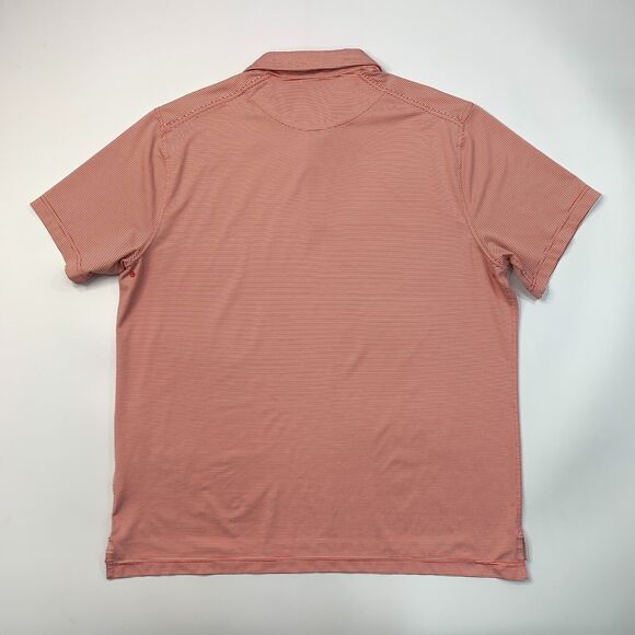 Nike Polo Shirt Men XL Extra Large Orangeade/White Striped Dri Fit Moisture Wick - Picture 3 of 12